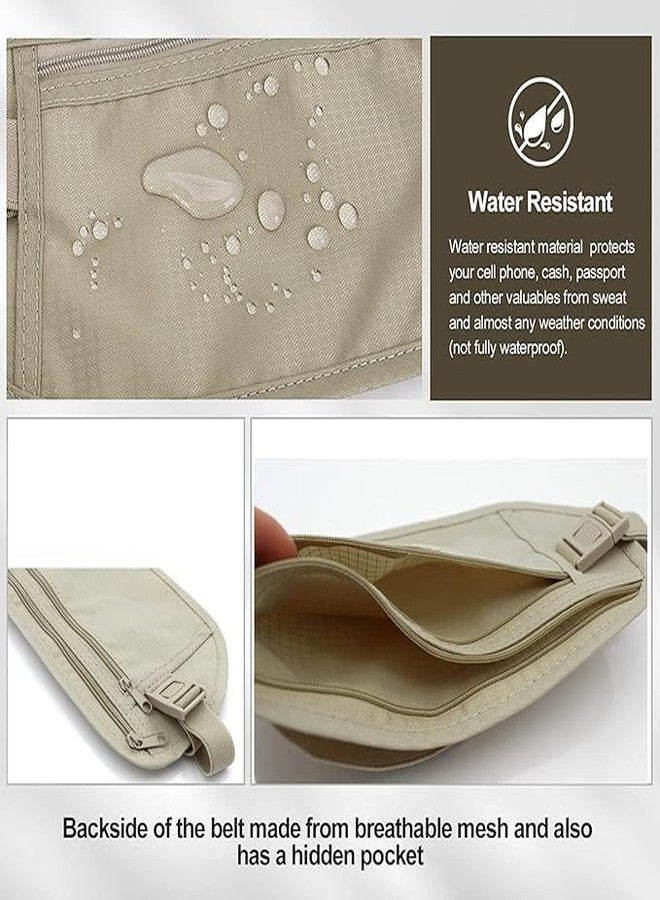 STEFLON Travel Money Belt with Hidden Waist Pocket, Waterproof Passport Holder, Double Zipper Design, Multi Color-New (Cream Money Bag) - Image 5